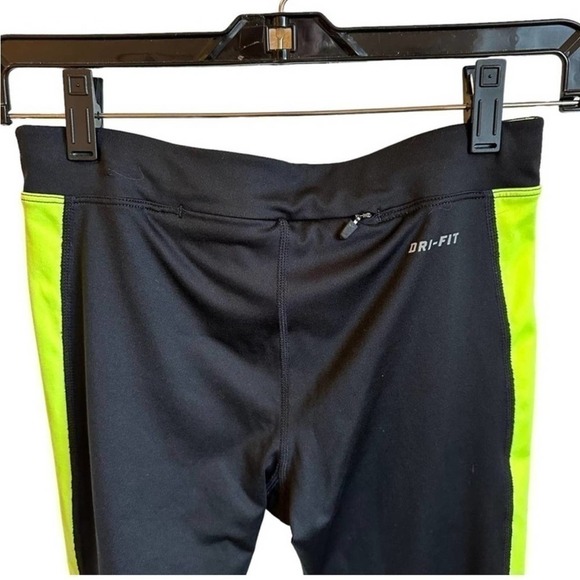 NIKE Dri Fit Black & Volt Ankle Zip Leggings - Picture 7 of 9